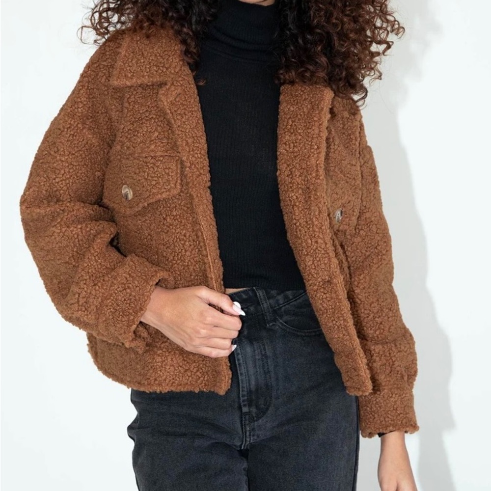 Charlotte Teddy Jacket Brown size S/M brand new with tags, never worn